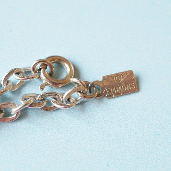 Vintage Emmons 1970s Blue Floral Bead Chain Necklace – Silver Tone 36” Length - Picture 4 of 5